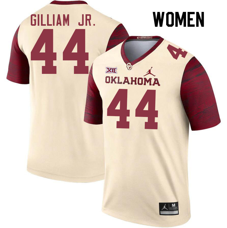 Women #44 Kelvin Gilliam Jr. Oklahoma Sooners College Football Jerseys Stitched-Cream - Click Image to Close